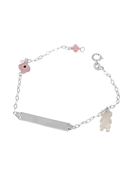 Kids White Gold ID Bracelet 14K for Girl