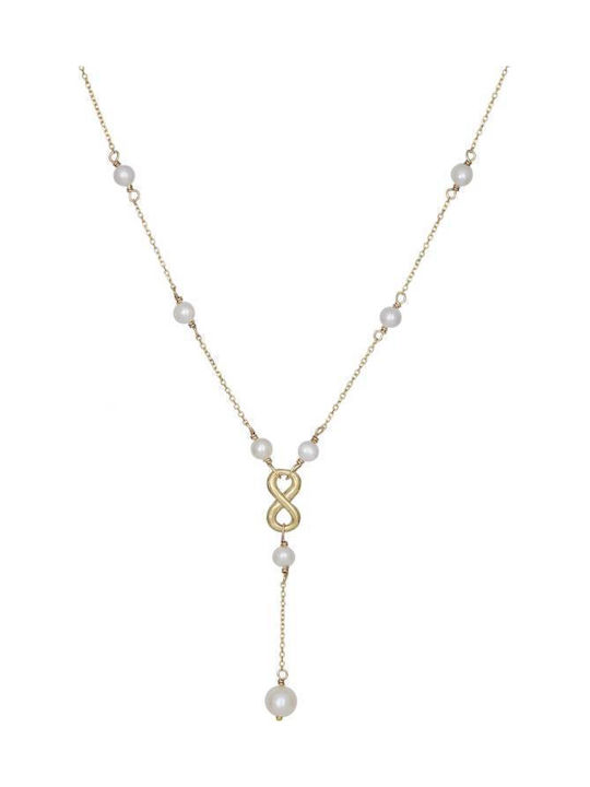 Necklace Infinity from Gold 9 K with Pearls