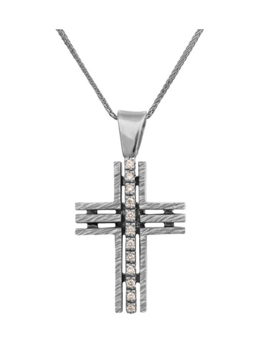 Damen Weißgold Kreuz 18K mit Kette