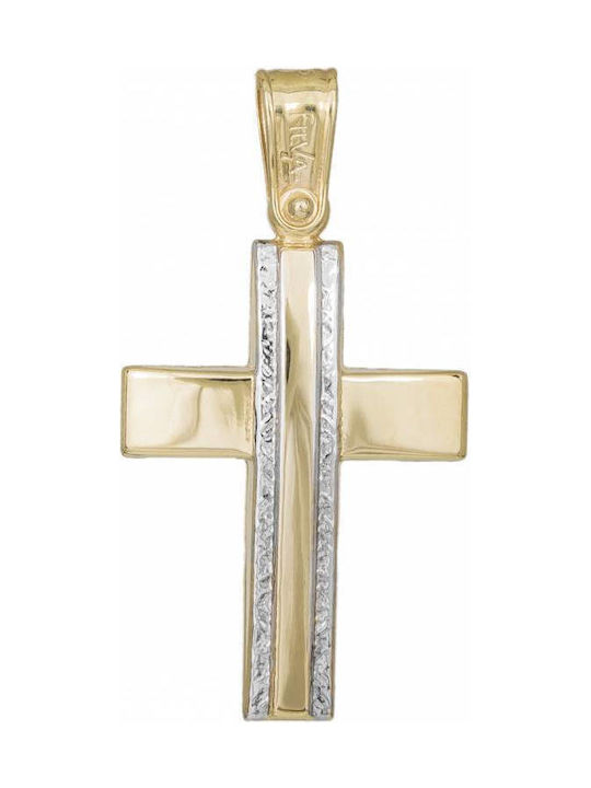 Herren Gold Kreuz 14K Beidseitig