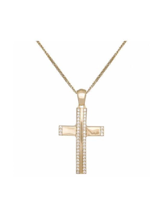 Women's Gold Cross 14K Double Sided with Chain