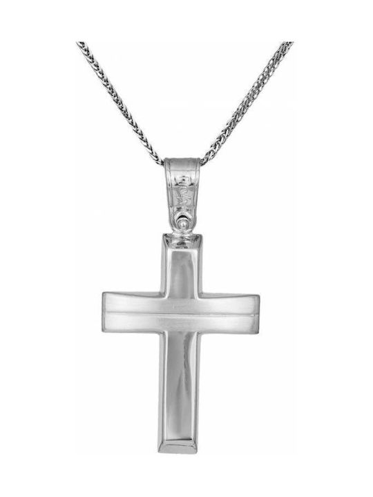 Men's White Gold Cross 9K with Chain