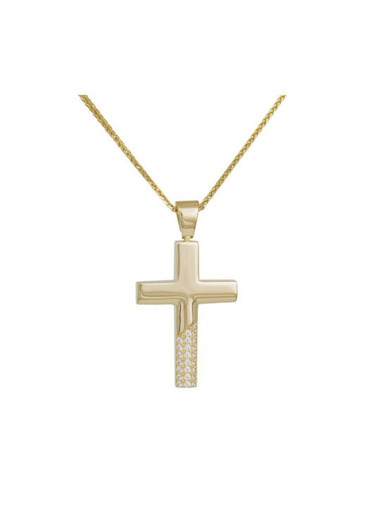 Damen Gold Kreuz 14K mit Kette