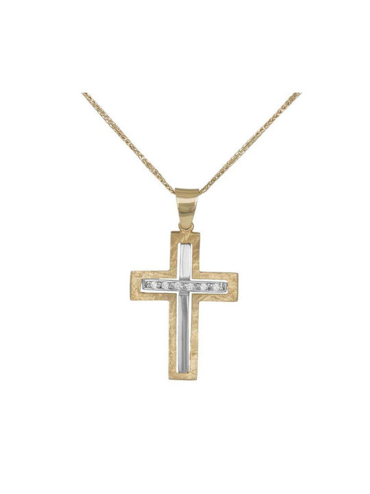 Damen Gold Kreuz 14K mit Kette