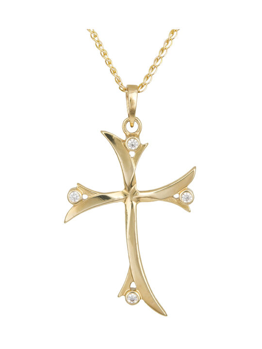 Damen Gold Kreuz 14K mit Kette