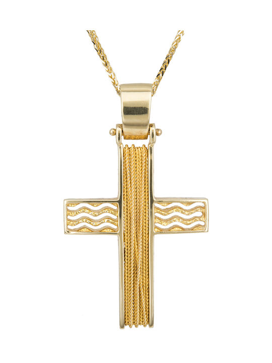 Herren Gold Kreuz 14K mit Kette