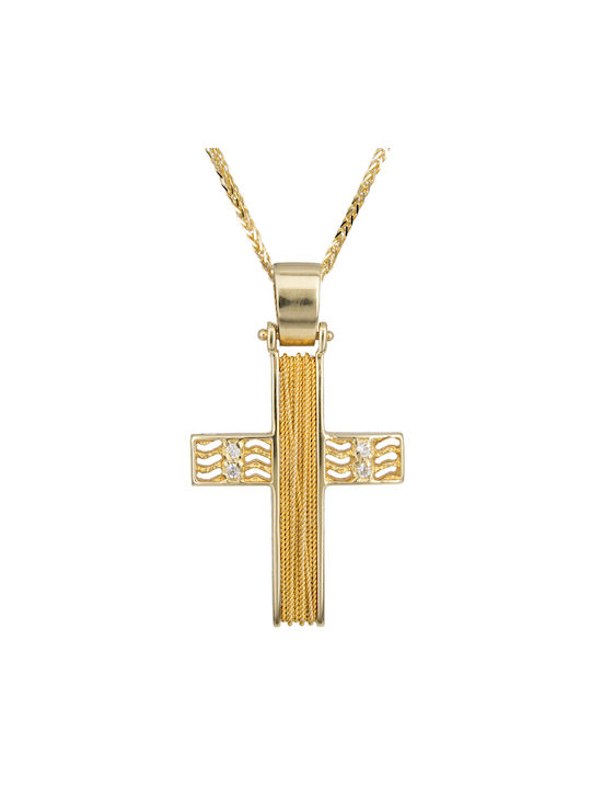 Damen Gold Kreuz 14K mit Kette