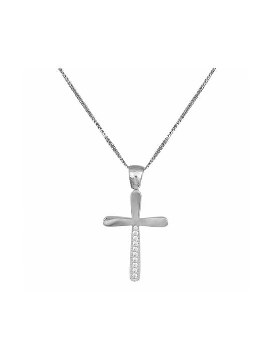 Damen Weißgold Kreuz 14K mit Kette