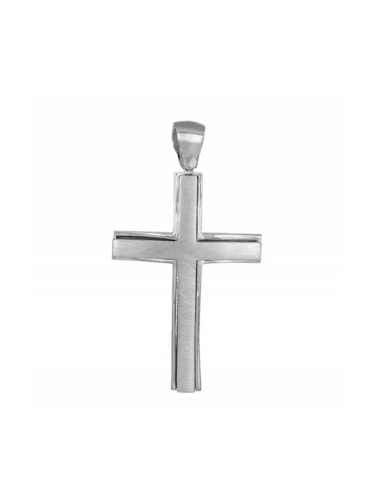 Men's White Gold Cross 14K