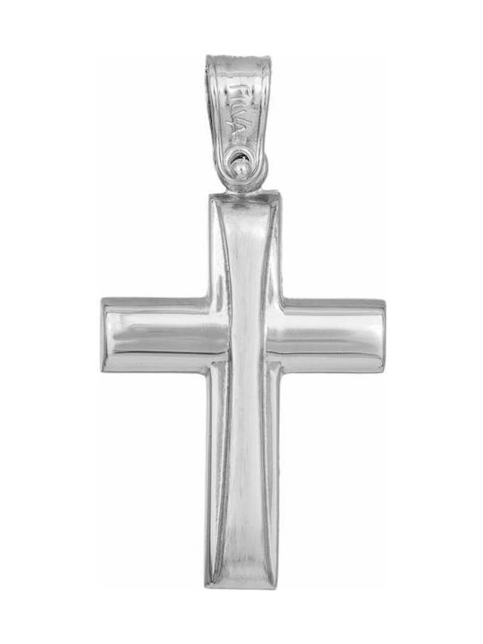 Men's White Gold Cross 14K