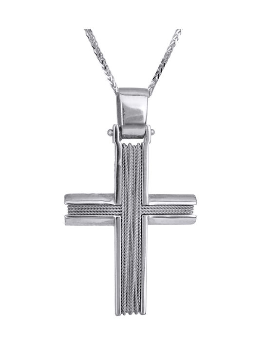 Herren Weißgold Kreuz 14K mit Kette