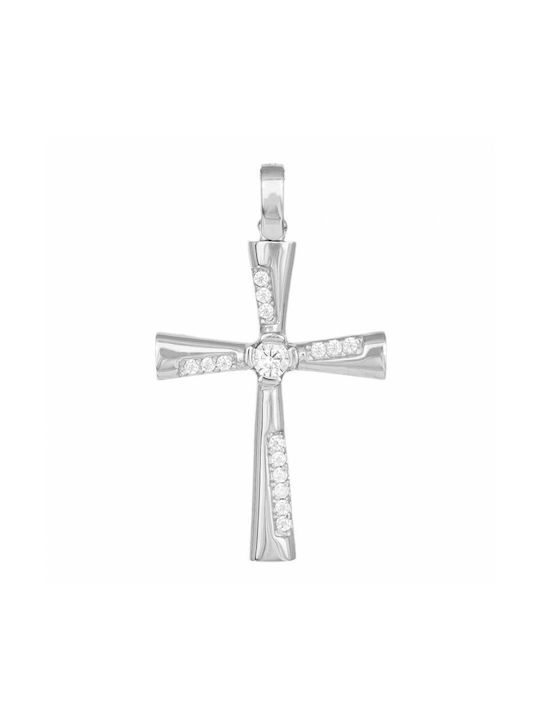 Damen Weißgold Kreuz 14K