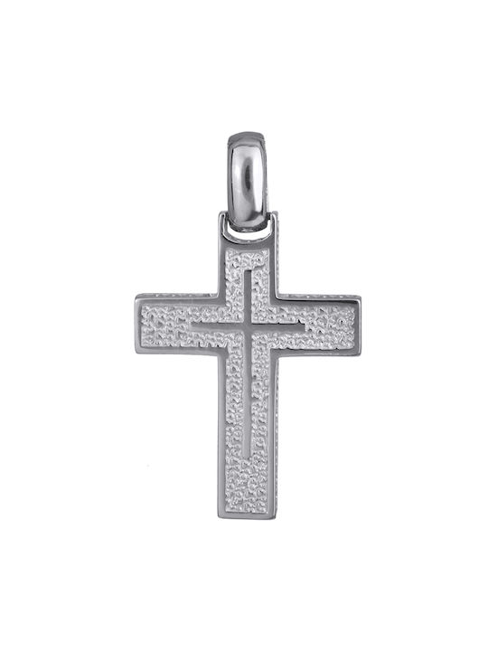 Men's White Gold Cross 14K