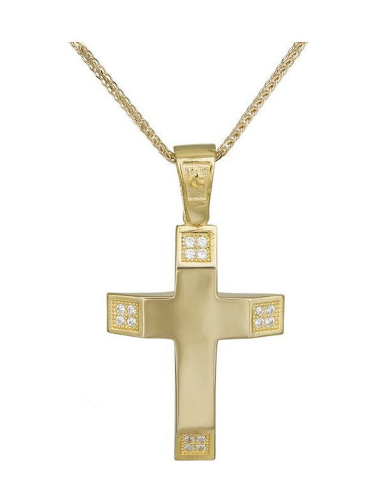 Damen Gold Kreuz 14K mit Kette