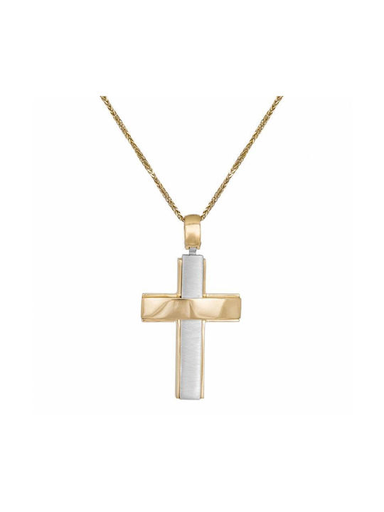 Herren Gold Kreuz 14K mit Kette