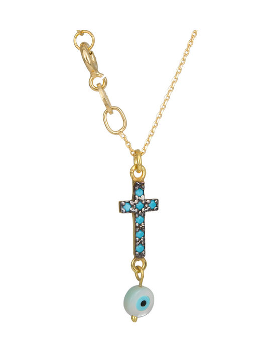 Cross from Gold Plated Silver with Chain