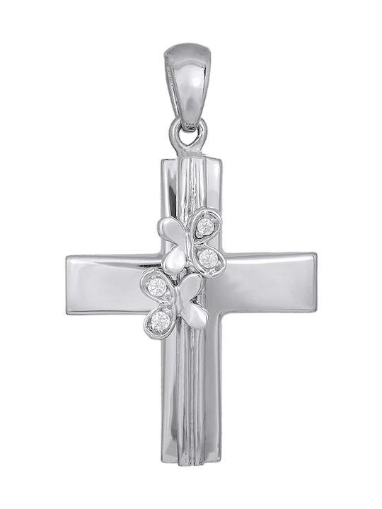 Damen Weißgold Kreuz 14K