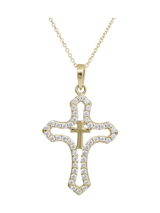 Damen Gold Kreuz 14K mit Kette