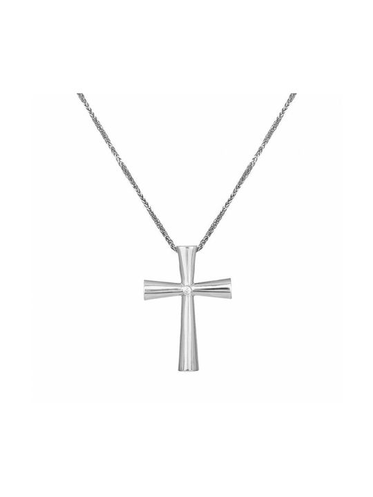 Damen Weißgold Kreuz 14K mit Kette