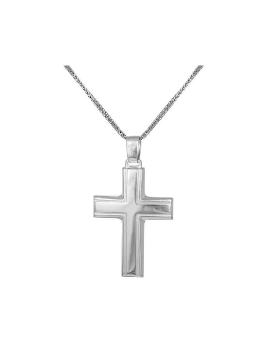 Herren Weißgold Kreuz 9K mit Kette