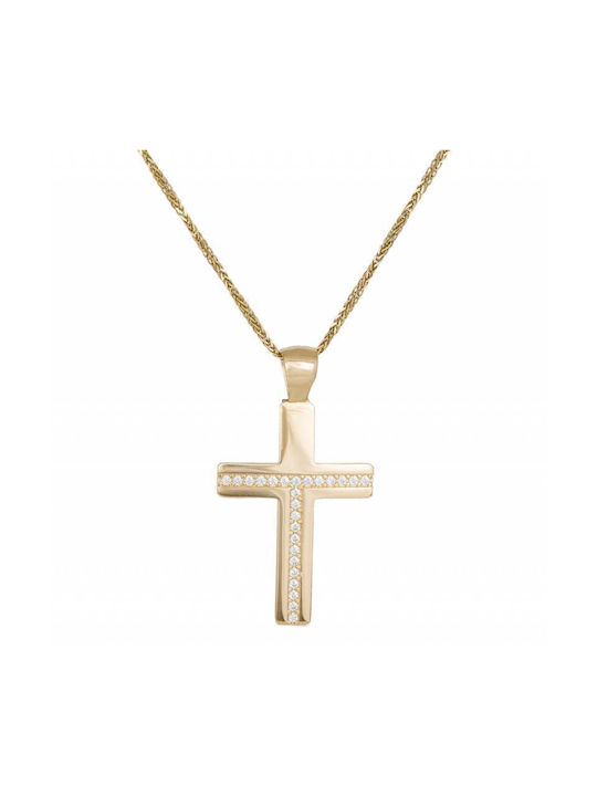 Damen Gold Kreuz 14K mit Kette