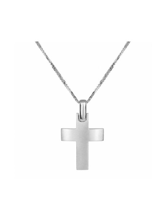 Herren Weißgold Kreuz 14K mit Kette