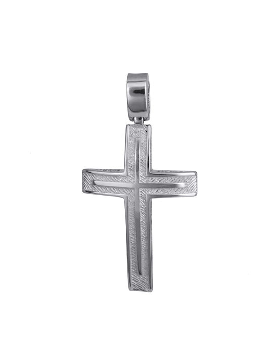 Men's White Gold Cross 14K