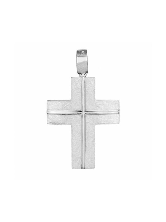 Herren Weißgold Kreuz 14K Beidseitig