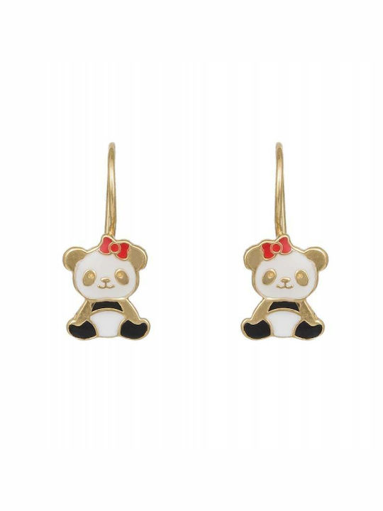 Panda Kids Earrings Studs made of Gold 14K