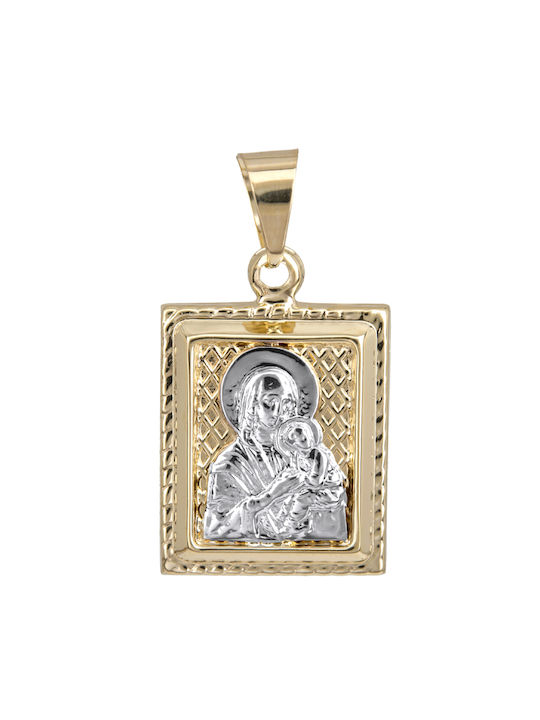 Δίχρωμο Pendant Kids Talisman with Virgin Mary from Gold 9K 023965