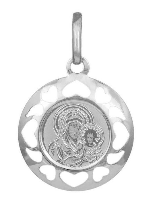 Pendant with Virgin Mary White Gold 14K