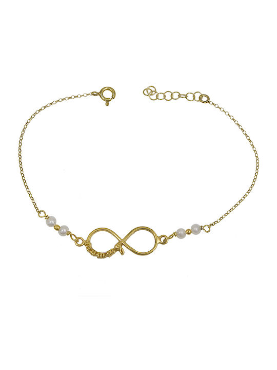 Bracelet with design Infinity made of Silver Gold Plated