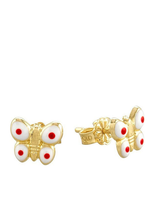 Verorama Kids Earrings Studs Butterflies made of Gold 14K