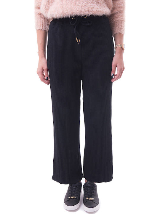 Minkpink Women's Fabric Palazzo Pants Relaxed Fit Black