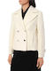 Hugo Boss Women's Wool Short Half Coat with Buttons White