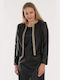 BelleFille Damen Leder Blazer Schwarz