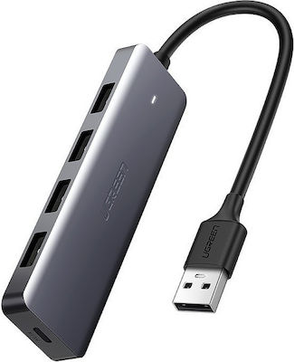 Ugreen USB 3.0 Hub 4 Θυρών με σύνδεση USB-A Γκρι