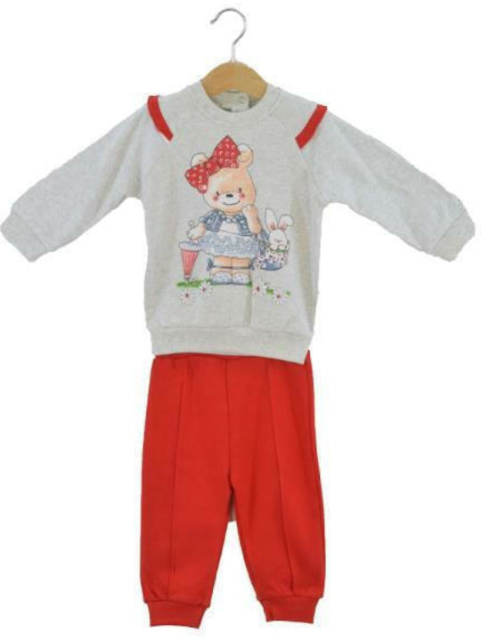 Mamma Natura Kids Sweatpants Set Melange Red 2pcs