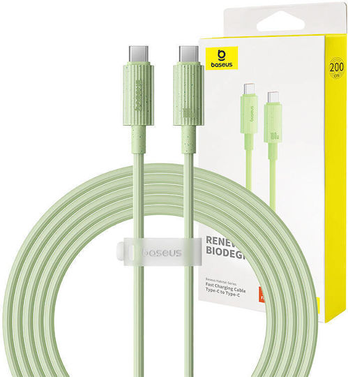 Baseus Series USB 2.0 Кабел USB-C Мъжки - USB-C 100W PD Зелен 2m P10360202631-01