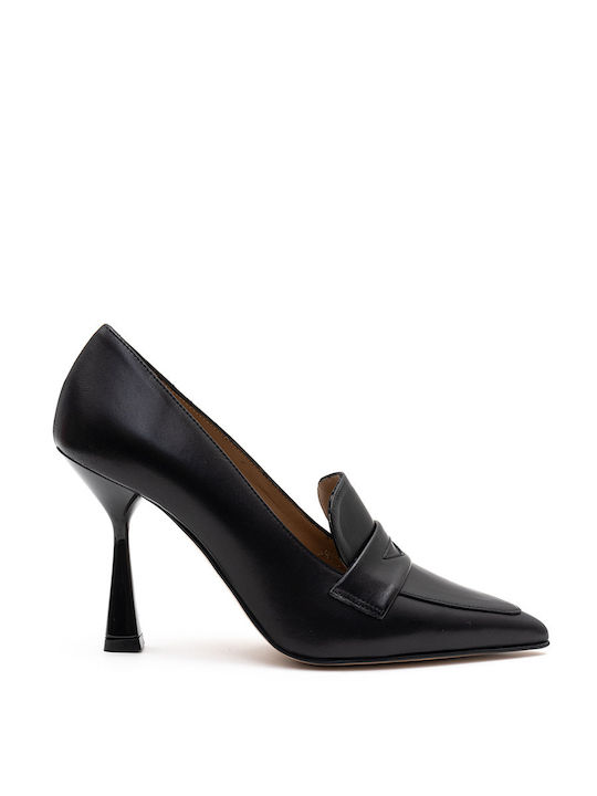 Philippe Lang Leather Pointed Toe Black Heels