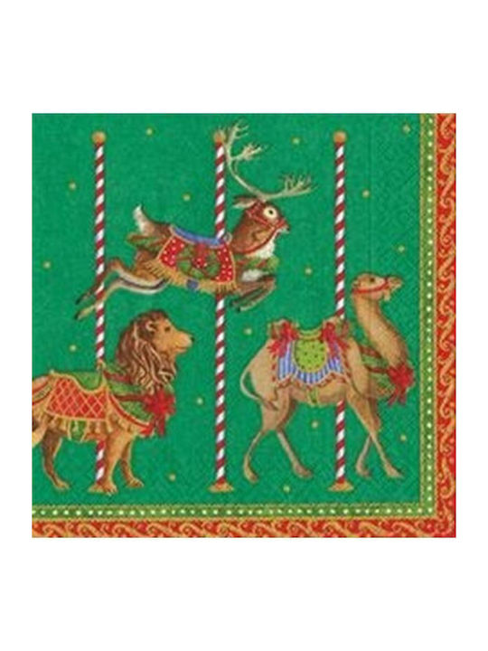 Caspari Set of Christmas Napkins L16.5xW16.5cm. 20pcs