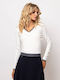 Heavy Tools Women's Long Sleeve Sweater Striped White