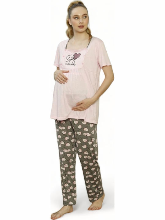 PijaMood Robe de maternitate și alăptare în culoarea Roz