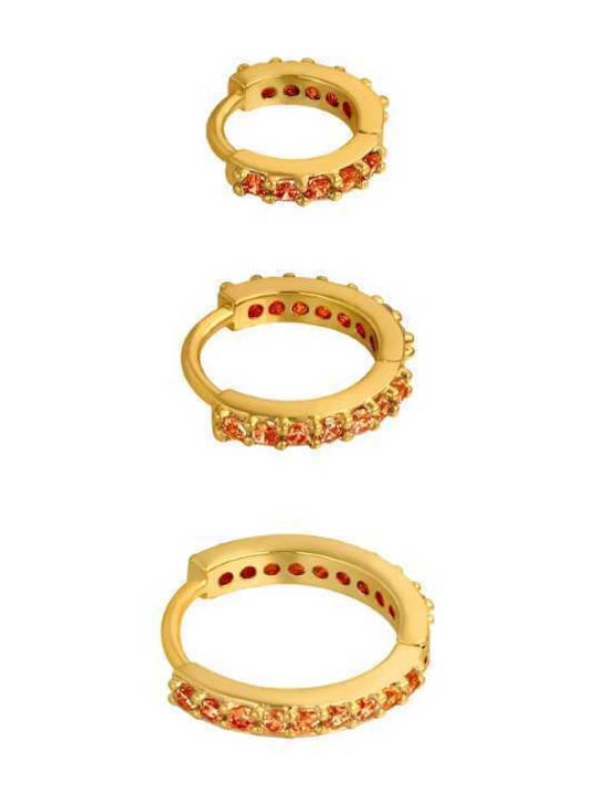 Georgiadis Accessories Σκουλαρίκια με Πέτρες Πορτοκαλί