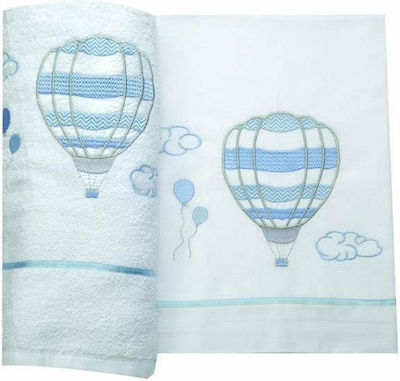 Christening Oilcloths Set White with Hot Air Balloon Theme