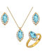 Verorama Gold Plated Silver Set Ring , Necklace & Earrings with Stones