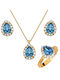 Verorama Gold Plated Silver Set Ring , Necklace & Earrings with Stones