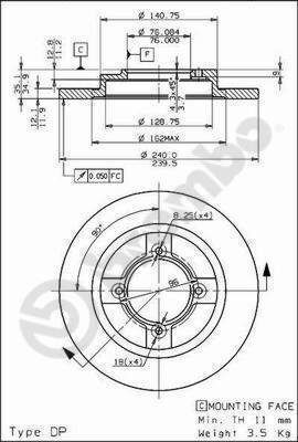 Brembo Δισκόπλακα για Nissan Sunny