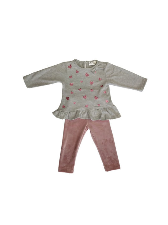 Grammy Kids Set with Pants Winter 2pcs grey/ pink