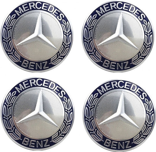 Capace Centru Roată Mercedes Benz cu Diametru Interior 75mm Argint 4buc
